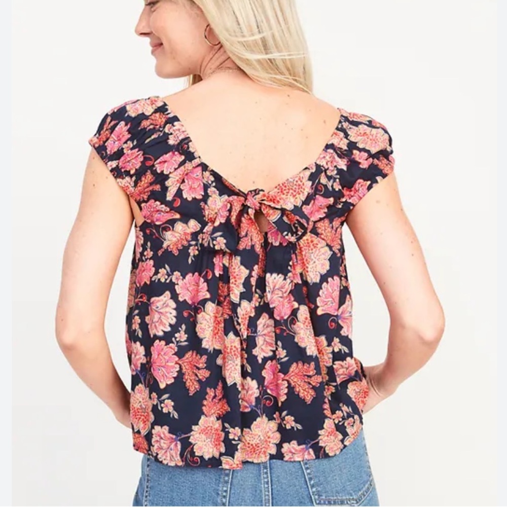 OLD NAVY FLORAL TIE BACK SWING TOP